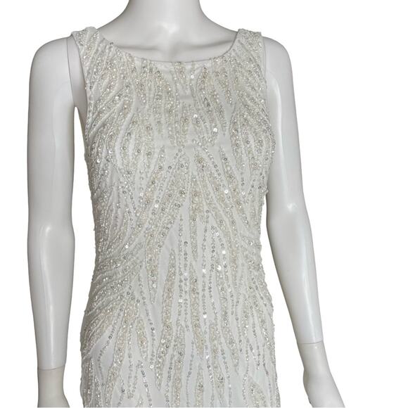 Lulus Glamourous Ever After White Sequin Beaded Backless Maxi Dress Women’s Sz M - Picture 6 of 12